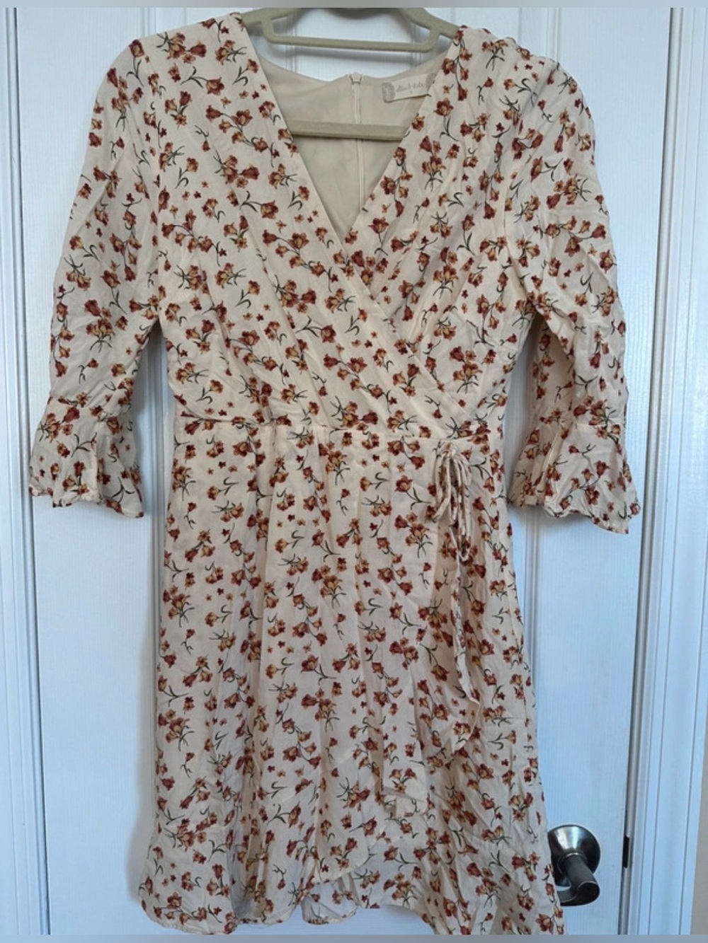 Altar'd State cream floral faux wrap dress